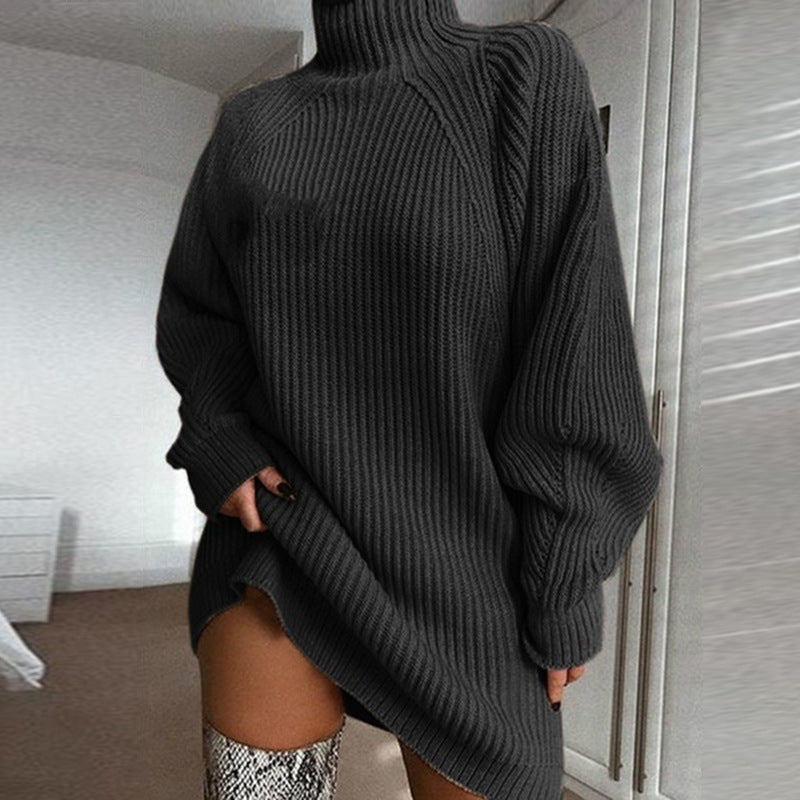 Turtleneck Long Sweater Dress - Nemya