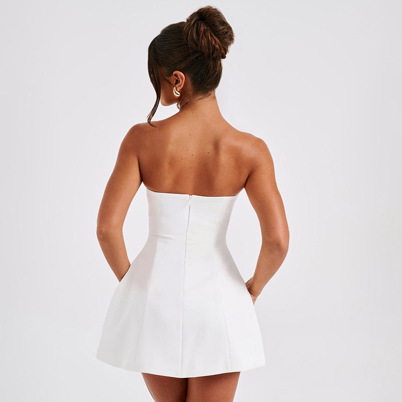 “Celestia” Backless Tube Mini Dress — Effortless Glamour, Summer Allure - Nemya