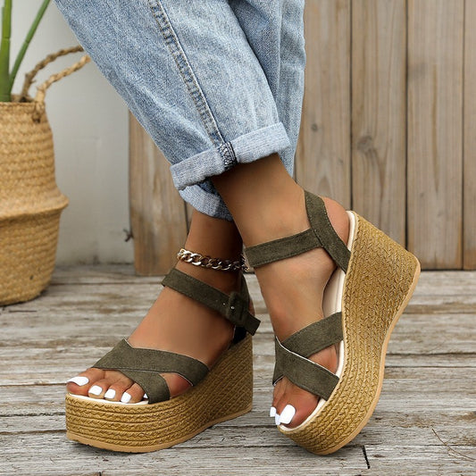 Soléa Vista – Cross-Strap Summer Wedge Sandals - Nemya