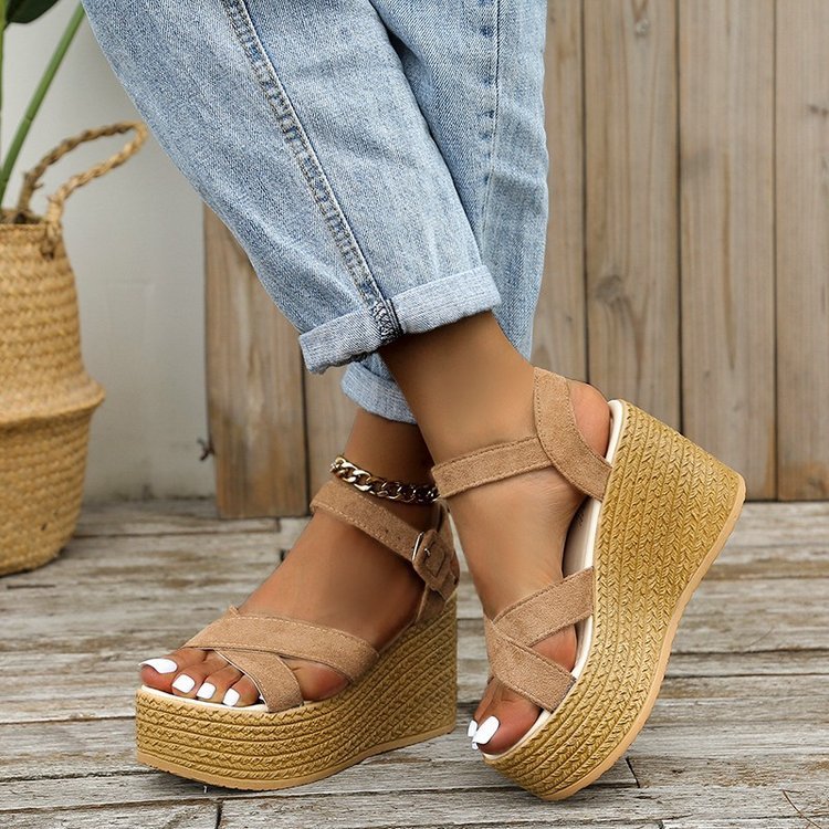 Soléa Vista – Cross-Strap Summer Wedge Sandals - Nemya