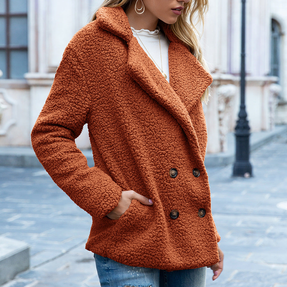 “Aurora” Luxe Lapel Winter Coat — Plush Warmth, Timeless Sophistication - Nemya