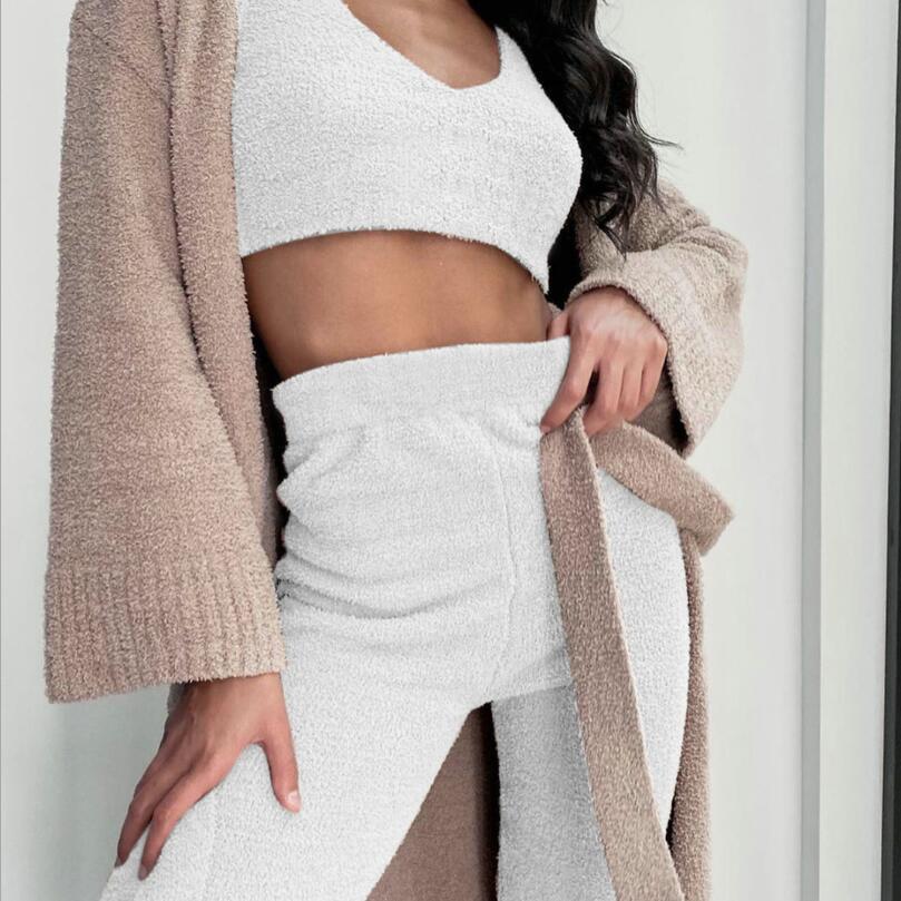 Long Sleeve Crop Tank Top And Drawstring Shorts Pyjama Set - Nemya