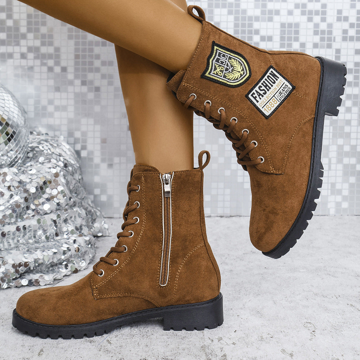 Nordessa Lace-Up Chunky Boots - Nemya