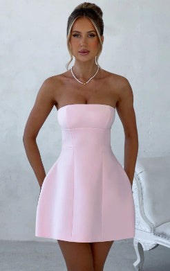 “Celestia” Backless Tube Mini Dress — Effortless Glamour, Summer Allure - Nemya