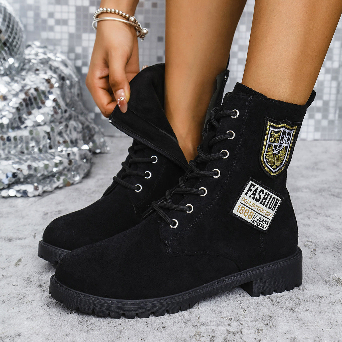 Nordessa Lace-Up Chunky Boots - Nemya