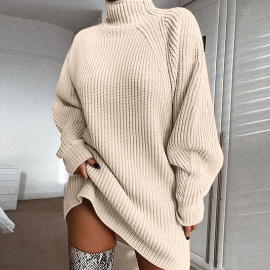 Turtleneck Long Sweater Dress - Nemya