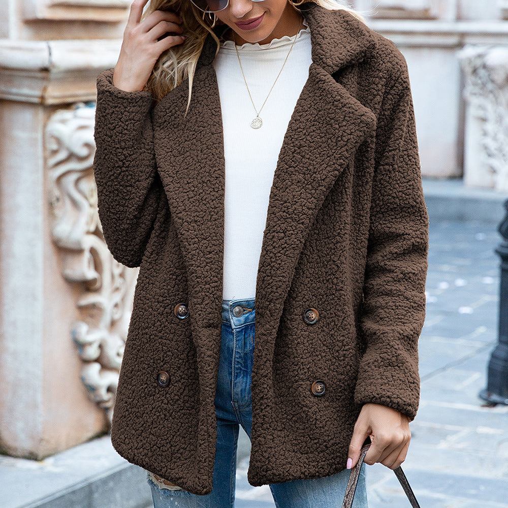“Aurora” Luxe Lapel Winter Coat — Plush Warmth, Timeless Sophistication - Nemya
