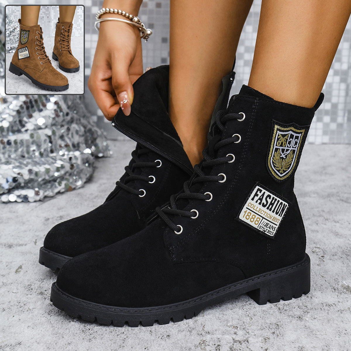 Nordessa Lace-Up Chunky Boots - Nemya