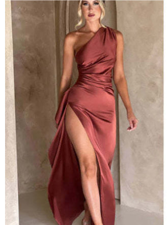 Sexy One-shoulder Backless Slit Elegant Dresse - Nemya
