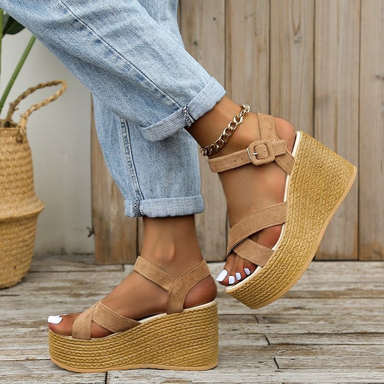 Soléa Vista – Cross-Strap Summer Wedge Sandals - Nemya