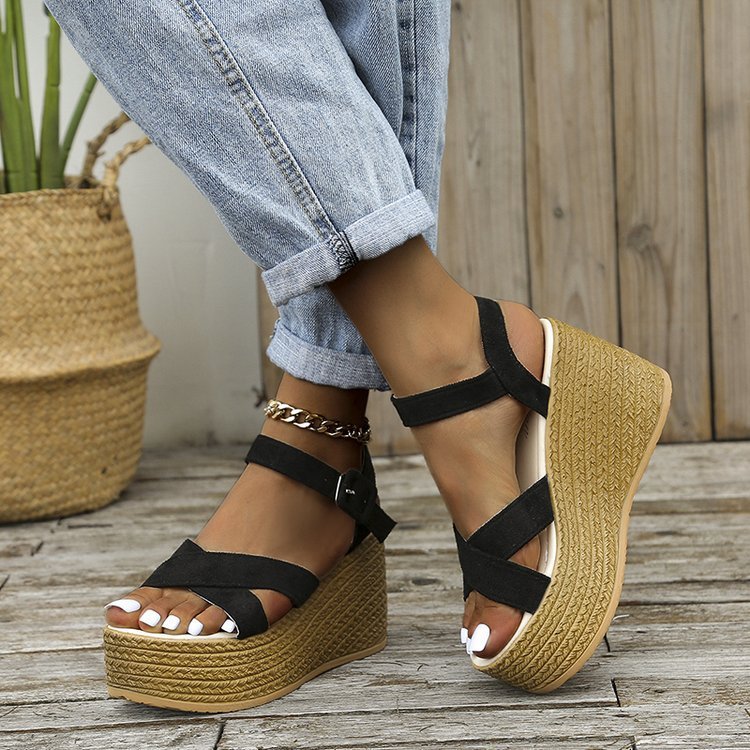 Soléa Vista – Cross-Strap Summer Wedge Sandals - Nemya